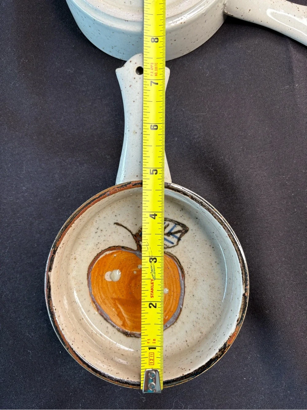 VTG Hand Painted Japanese Stoneware Dish Soup Sauce Bowl with handle Fruit